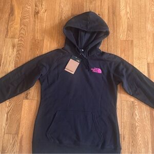 The North Face Black Hoodie with Vibrant Pink Logo